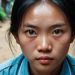 A sincere eye contact conveying confidence and openness, contrasted with shifty eyes indicating dishonesty, in a Vietnamese setting.