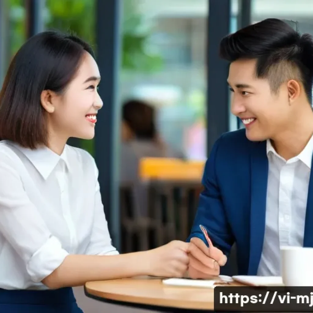 비언어적 커뮤니케이션의 긍정적 효과 - **Prompt:** A vibrant, medium shot image of two Vietnamese young adults, a man and a woman in their ...