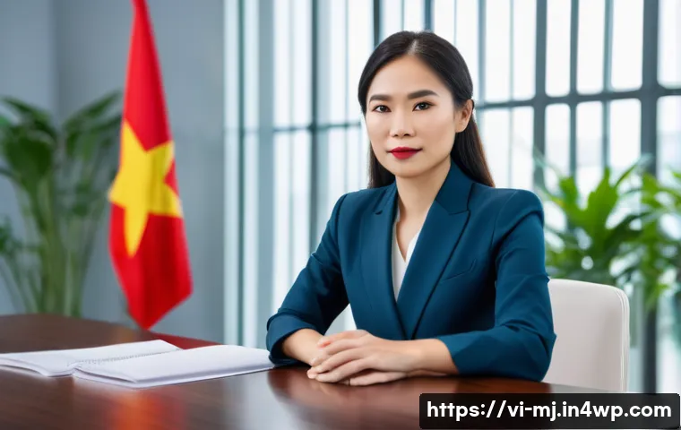 비언어적 메시지의 일관성 유지 방법 - A professional Vietnamese businesswoman in her 30s sitting confidently in a modern office meeting ro...