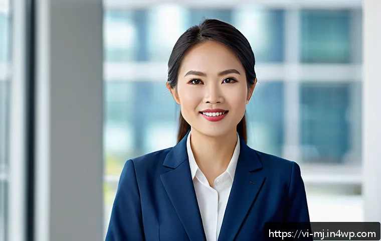 비언어적 커뮤니케이션의 예시와 분석 - A professional Vietnamese businesswoman standing confidently in a modern office setting, dressed in ...
